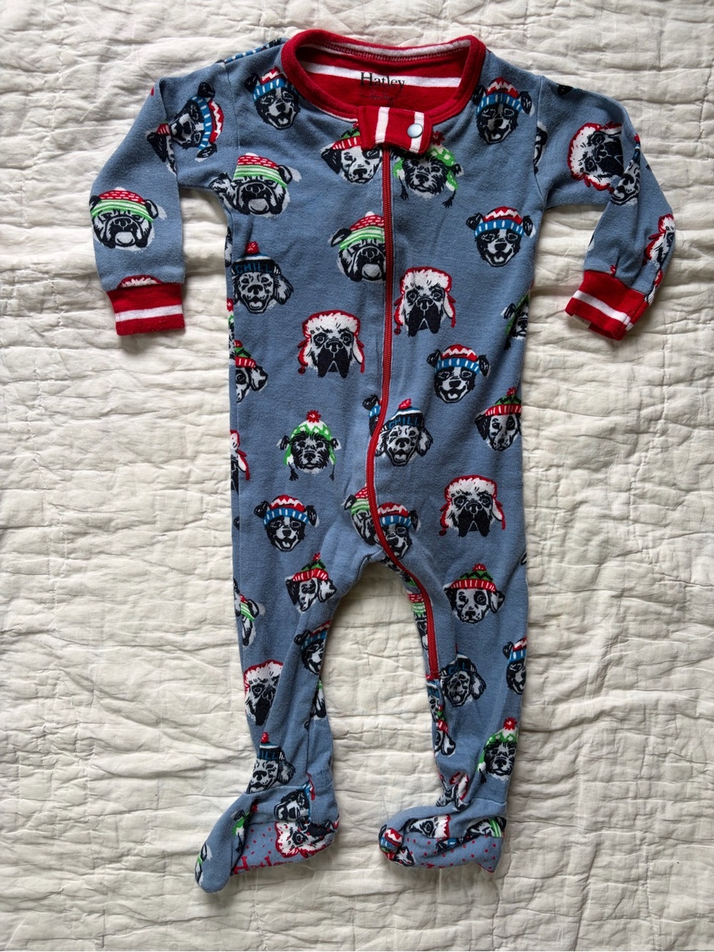 Hatley Blue Dog-Print Footed One-Piece Pajamas
